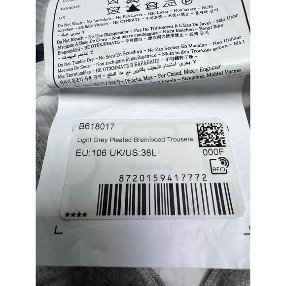 SUITSUPPLY Light Grey Pleated Brentwood Trousers Pure Wool Size 38 L - Picture 3 of 6